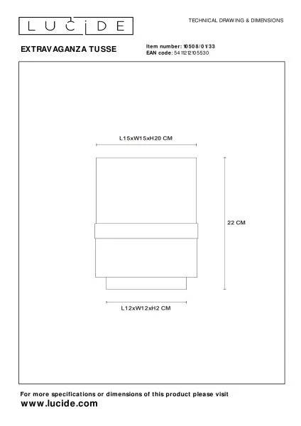 Lucide EXTRAVAGANZA TUSSE - Lampe de table - Ø 15 cm - 1xE14 - Vert - technique